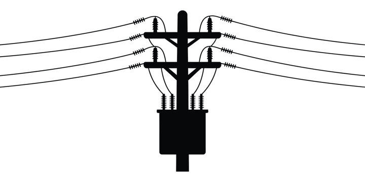 Electricity pole with wires and transformer symbolizes power distribution and energy infrastructure.