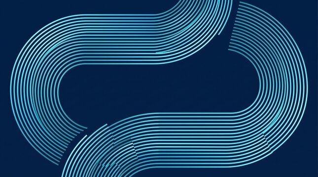 Abstract background featuring glowing blue parallel lines forming a continuous looping path on a dark blue surface