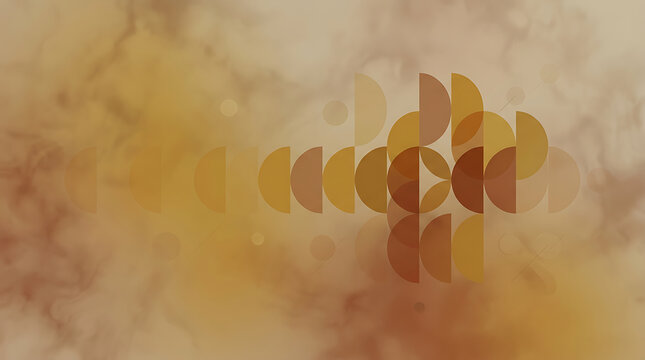 Abstract geometric half circles pattern design with warm beige and brown tones
