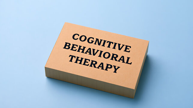 Cognitive behavioral therapy text on paper block, mental health and psychological support concept for counseling and well-being strategy