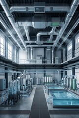 Obraz premium Recycling Facility with Advanced Air and Water Treatment for Environmental Compliance