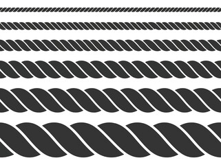 Set of thick rope textures in different sizes and thickness levels for nautical maritime and industrial design themes © Maam