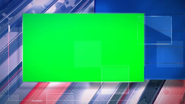 Breaking News Channel Broadcast Green Screen Studio Frame Motion Template with eight green screen animation frames and intro animation