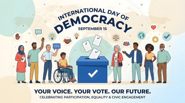 Diverse group of people with ballot box a vector illustration for democracy