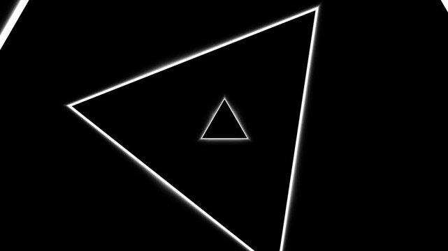 Glowing white triangle tunnel outline with inner geometric shape on black background