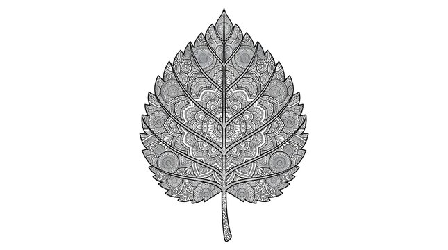 Zentangle Tropical Leaf Coloring Page for Adults
