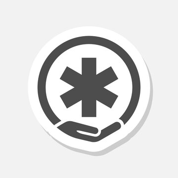 Medicine sign icon sticker isolated on gray background