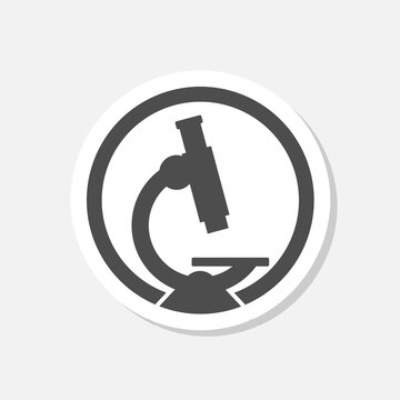 Microscope sign icon sticker isolated on gray background