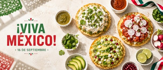 Mexico independence day celebration with Mexican food background © dvoevnore
