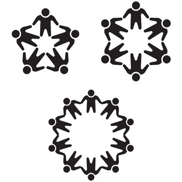 Abstract teamwork and unity people circle logo set vector illustrator eps10