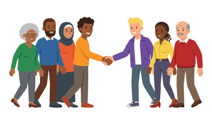 Fototapeta premium Diverse Group of People Shaking Hands Illustration