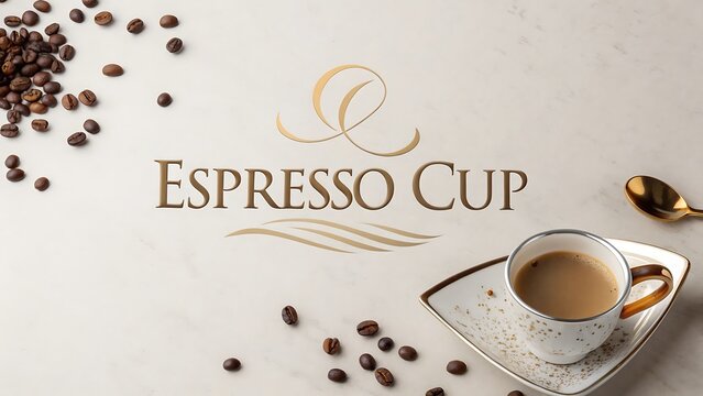 &ldquo;INTERNATIONAL COFFEE DAY&rdquo; luxurious serif typography, elegant espresso cup and scattered coffee beans, rich mocha and cream tones, sophisticated minimal layout, subtle metallic-style accents