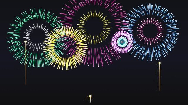 Hanabi grand finale barrage fireworks seamless loop animation