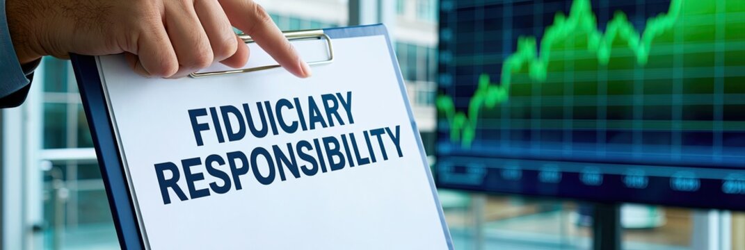 Close up of professional hand holding document about fiduciary duty and ethics