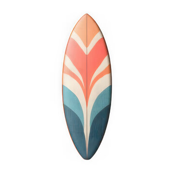 Colorful vintage surfboard with chevron pattern