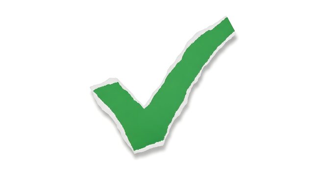 Green check mark icon isolated on a white background representing success