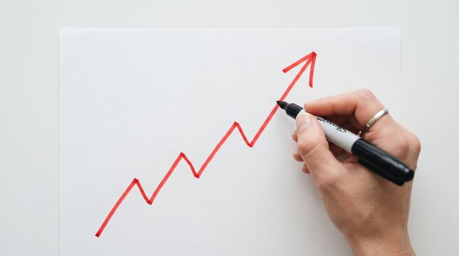Hand drawing upward growth trend chart