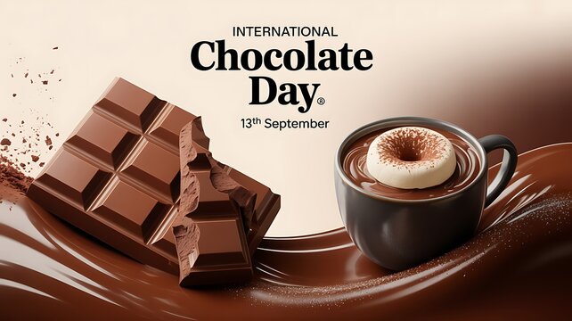 International chocolate day celebration with cocoa and drink