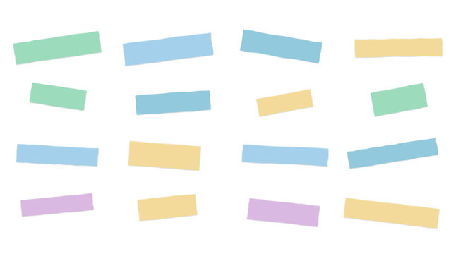 A collection of pastel colored rectangular shapes arranged in a grid pattern on a solid black background, for a simple, composition style