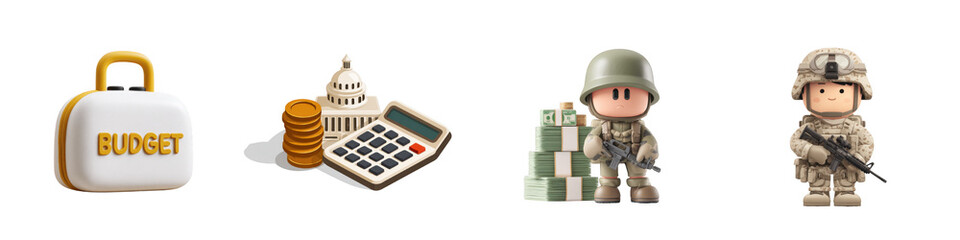 Obraz premium Animation army budget png in 3d transparent for world conflict presentation.