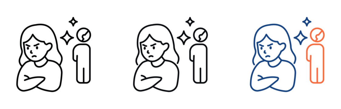 Bitter Jealousy line icon multiple. Vector illustrations