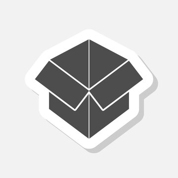 Open box sign icon sticker isolated on gray background