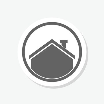 House circle sign icon sticker isolated on gray background
