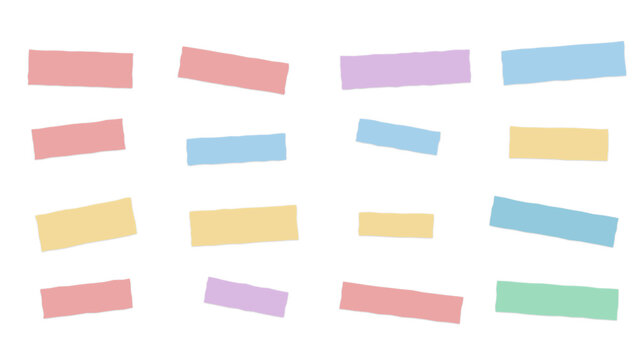 A set of pastel colored rectangular shapes arranged in a grid pattern on a solid black background, for a simple, and clean composition