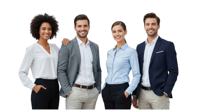 Happy professional business team isolated on transparent background