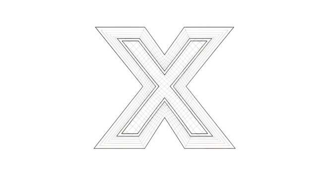 Black letter x outline icon symbol isolated on transparent background