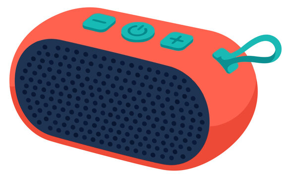 Portable wireless bluetooth speaker in red and blue