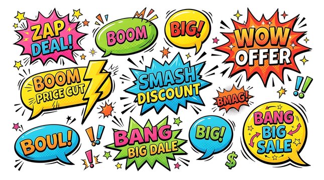Colorful sale and discount promotional banners with dynamic typography design
