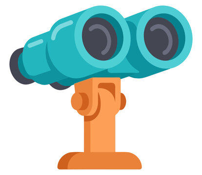 Stationary binoculars for sightseeing, vector illustration