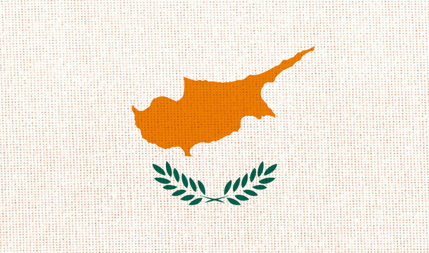 Illustration of the national flag of Cyprus on realistic fabric surface.