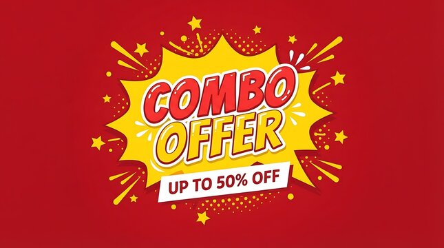 Golden text combo offer sale sign with festive stars and banner design