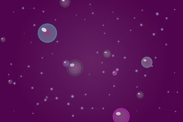 Fototapeta premium Abstract background with purple spheres and connected constellation network lines