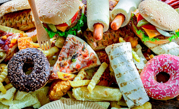 Fast food leftovers. Wasted food