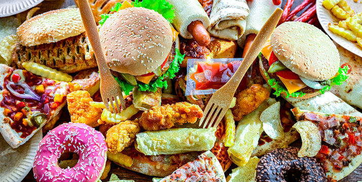 Fast food leftovers. Wasted food