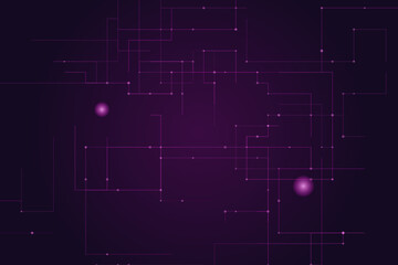Fototapeta premium Abstract digital network connection pattern with glowing purple nodes