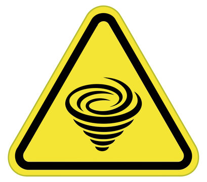 Warning sign with tornado icon
