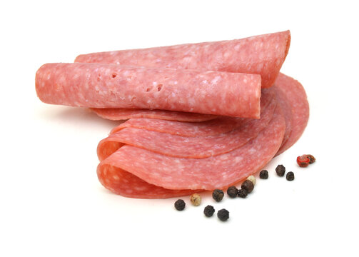 Front view of folded slice of lean pork ham