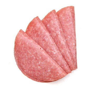Front view of folded slice of lean pork ham