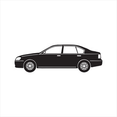 Naklejka premium Simple black silhouette car side view isolated transparent background design