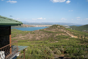 Naklejka premium Daytime Panoramic Landscape of Ayvalik From Seytan Sofrasi