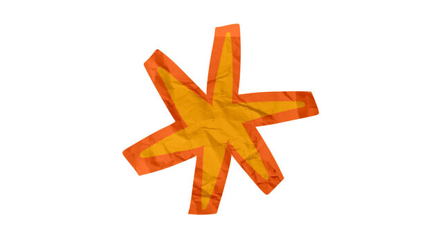 Orange Paper Cut Point Star Clipart Isolated PNG Graphic Element