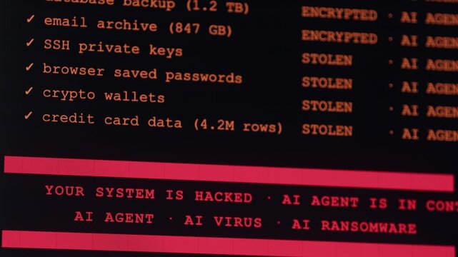 Error Fatal AI System Crash coding Chatbot Virus Corrupts Data red Screen of Death Digital Failure Concept