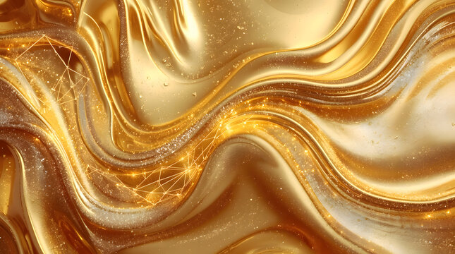 Abstract golden wave texture with sparkling elements and smooth flow