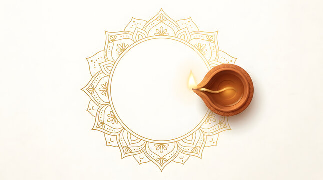 Beautiful diwali diya oil lamp on a festive background for the indian festival celebration of lights and traditional hindu culture