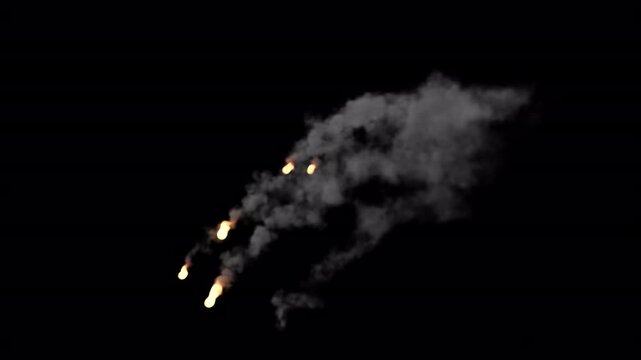 burst trail back explosion with fiery smoke