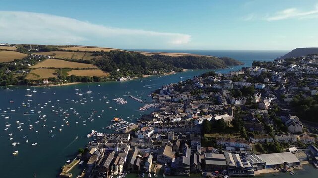 Cinematic drone video of Salcombe - small seaside town in South Devon in the summer